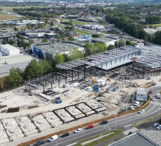 EPAGNY : Avancement de la construction du centre commercial OPEN SKY